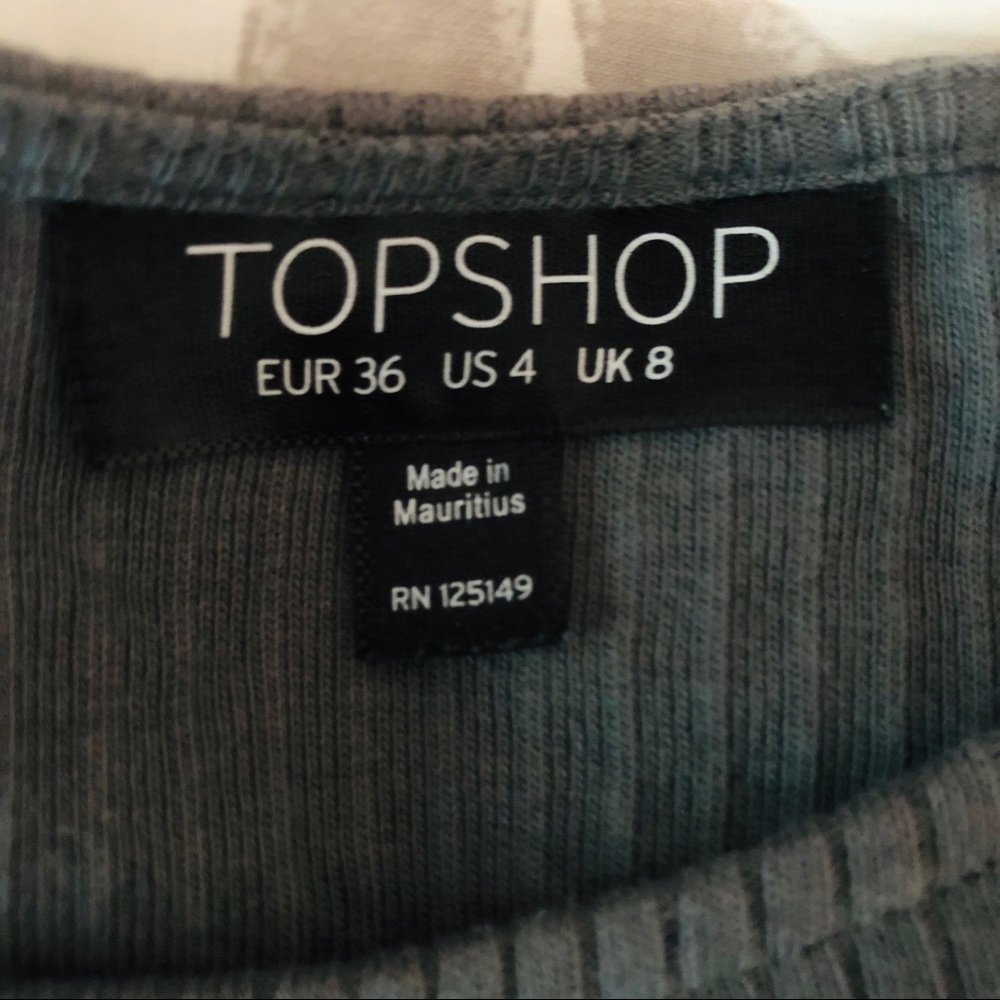 Topshop Grey Ribbed Crop Top, Size 4 - Picture 4 of 4